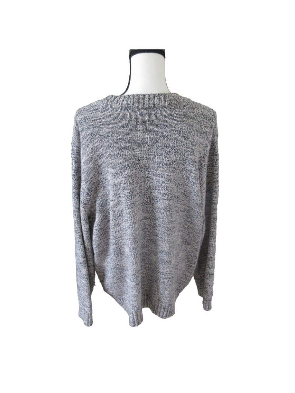 Karen Scott Womens 3X Marled Grey Henley Pullover Sweater V-Neck Cotton Blend - Picture 4 of 7